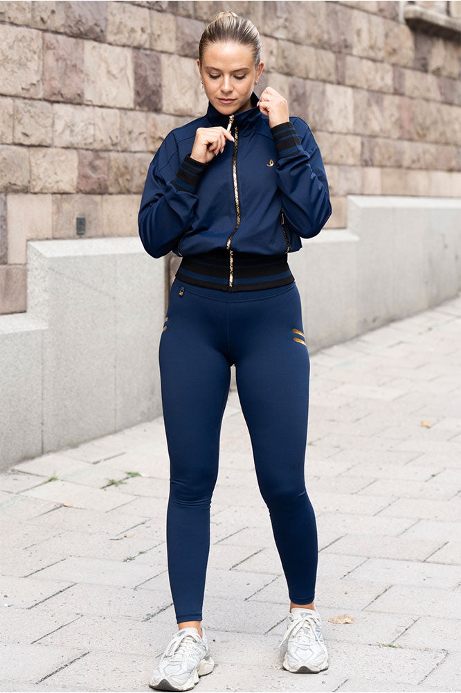 Edge Stripe Träningstights Navy på modell