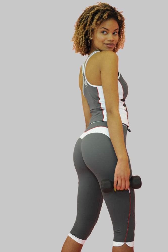 Slimline Capri Sculpting Tights mörkgrå bakifrån