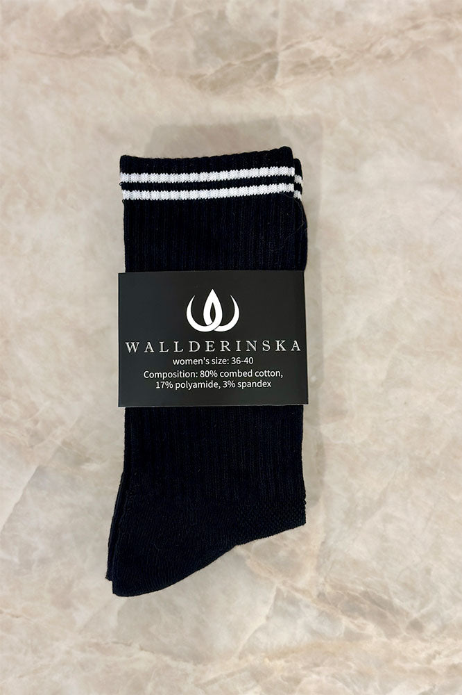 W-Crew Sock Black träningsstrumpa framifrån — Wallderinska Sport Couture