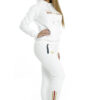 White joggers with gold zippers in sides