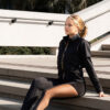 Black mesh leggings with leg pockets and high waist
